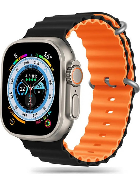 Tech-Protect IconBand Pro Λουράκι Σιλικόνης Black / Orange (Apple Watch 42 / 44 / 45 / 49mm)