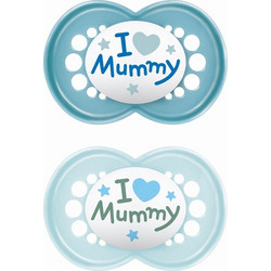 Mam Original I Love Mummy Ανατομικές Ορθοδοντικές Πιπίλες Σιλικόνης 16m+ Μπλε Γαλάζιο 2τμχ