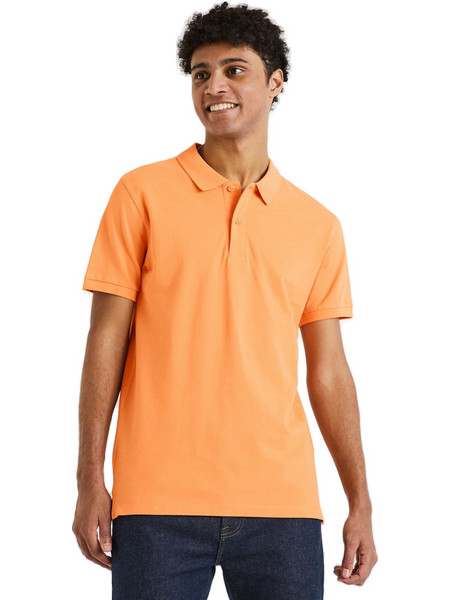 Celio Teone Ανδρική Μπλούζα Polo Κοντομάνικη Πορτοκαλί