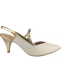 Piccadilly Ανατομικές Γόβες Slingback Δερμάτινες με Λεπτό Χαμηλό Τακούνι Εκρού 1-779-23139-28