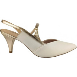 Piccadilly Ανατομικές Γόβες Slingback Δερμάτινες με Λεπτό Χαμηλό Τακούνι Εκρού 1-779-23139-28