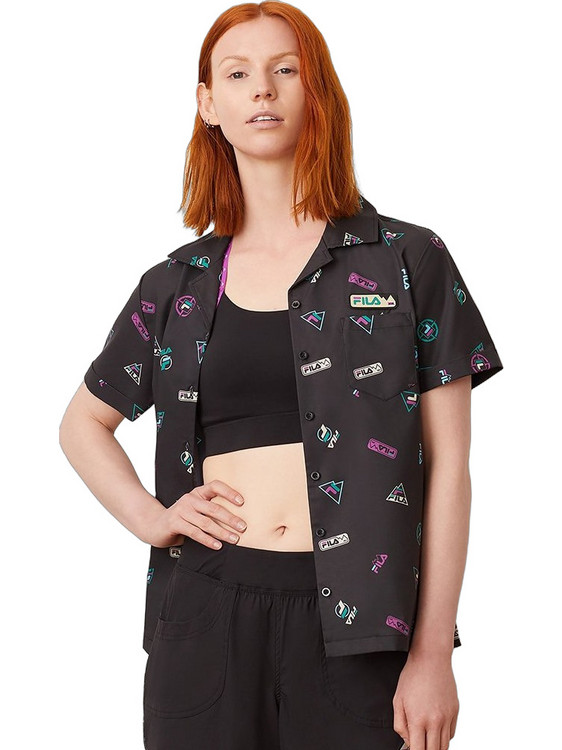 Fila Confetti Κοντομάνικο Γυναικείο Πουκάμισο Μαύρο LW915151-001