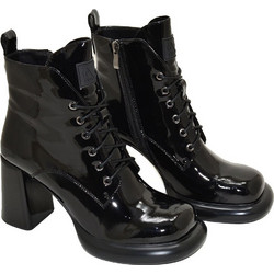 Versace 19V69 Γυναικεία Αρβυλάκια Λουστρίνι Μαύρα με Χοντρό Ψηλό Τακούνι AM1465-0613