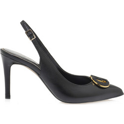 Kalista Γόβες Slingback Δερμάτινες με Τακούνι Στιλέτο Μαύρες 511024