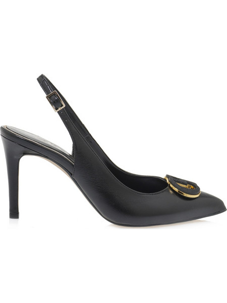 Kalista Γόβες Slingback Δερμάτινες με Τακούνι Στιλέτο Μαύρες 511024