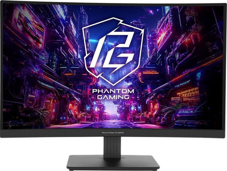 Asrock Phantom PG27QRT1B VA Curved Gaming Monitor 27" 2560x1440 QHD 180Hz 5ms