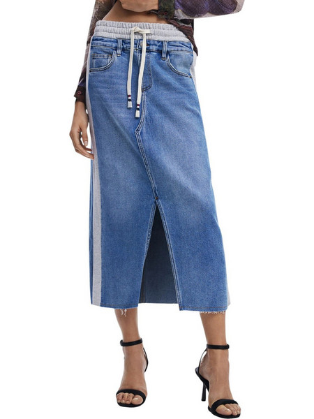 Desigual Μίντι Φούστα Τζιν Ψηλόμεση Μπλε 24WWFD06-5053