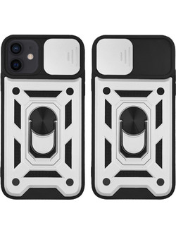 Sonique Ring Armor CamPro Back Cover Silver (iPhone 12 / 12 Pro)