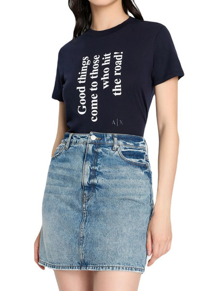 Armani Exchange Μίνι Φούστα Τζιν Ψηλόμεση Μπλε 3DYN60Y14BZ1500