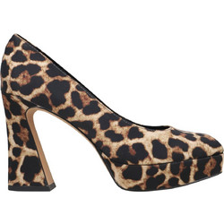 Katy Perry The Square Γόβες Suede με Χοντρό Ψηλό Τακούνι & Φιάπα Καφέ Εκρού KP3275-204