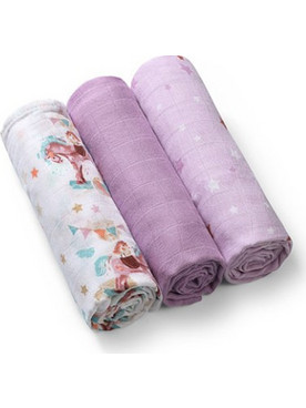 BabyOno Πάνες Αγκαλιάς από Μουσελίνα Μωβ 70x70cm 3τμχ BN397/11