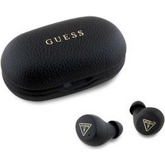Guess PU Grained Classic Logo Ακουστικά Bluetooth In Ear Ανθεκτικά στο Νερό Black