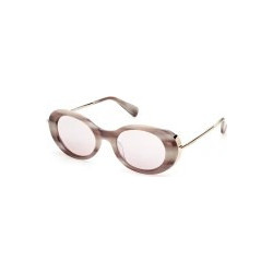 Max Mara MM0080-60G Γυναικεία Γυαλιά Ηλίου Οβάλ Μεταλλικά Καφέ Χρυσό με Ροζ Φακό