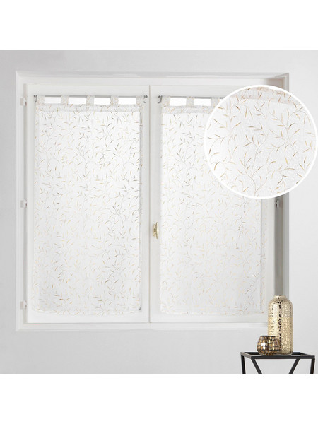 Spitishop Σετ Κουρτίνες Παραθύρου Floral με Θηλιές 60x120 Maissa 1627736