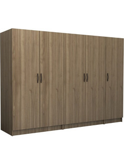 Megapap Πεντάφυλλη Ντουλάπα Ρούχων Victoria Καρυδί 250x60x181cm GP100-0091,3