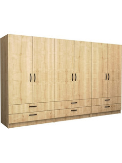 Megapap Εξάφυλλη Ντουλάπα Ρούχων Victoria Φυσικό Χρώμα 300x60x181cm GP100-0097,2