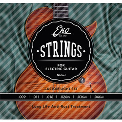 EKO Guitars Light Σετ 6 Χορδές Ηλεκτρικής Κιθάρας Pure Nickel 9-46" Light Tension