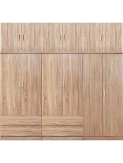 HomeMarkt Εξάφυλλη Ντουλάπα Ρούχων Reina με Πατάρι Sonoma 240x43x241cm HM21063.02