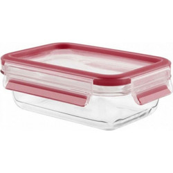 Tefal Masterseal Δοχείο Φαγητού Γυάλινο Κατάλληλο για Φούρνο Μικροκυμάτων 1.3lt Διαφανές Κόκκινο