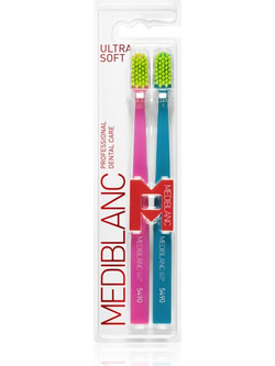 Mediblanc 5490 Ultra Soft Οδοντόβουρτσες 2τμχ Φούξια Πετρόλ