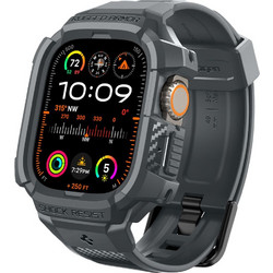 Spigen Rugged Armor Pro Θήκη Σιλικόνης με Λουράκι για Apple Watch Ultra 49mm Ανθρακί