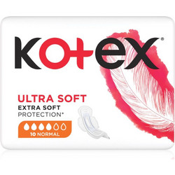 Kotex Ultra Soft Normal Σερβιέτες με Φτερά για Κανονική Ροή 4 Σταγόνες 10τμχ