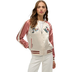 Superdry Γυναικείο Μπουφάν Bomber Μακρύ Εκρού Ροζ W5011864A-3KU