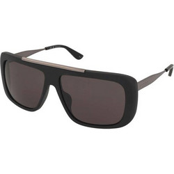 Alexander McQueen AM0492S 002 Ανδρικά Γυαλιά Ηλίου Μάσκα Ασημί Μαύρο με Μαύρο Φακό