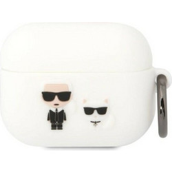Karl Lagerfeld Karl & Choupette Θήκη Σιλικόνης με Γάντζο για Apple AirPods Pro 1 Λευκή