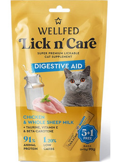 Wellfed Lick n' Care Adult Digestive Aid with Chicken & Whole Sheep Milk 90gr