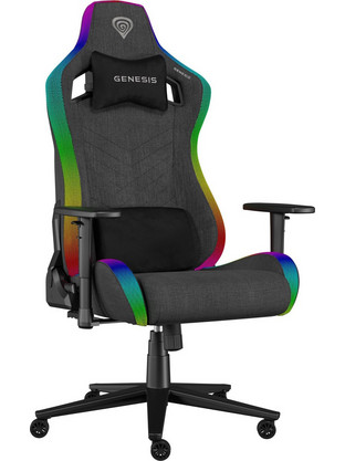 Genesis Trit 660 Καρέκλα Gaming Υφασμάτινη με Ρυθμιζόμενα Μπράτσα και RGB Γκρι NFG-2246