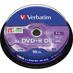 Verbatim 43666 Εγγράψιμα DVD+R 8x Dual Layer 8.5GB Cake Box 10τμχ