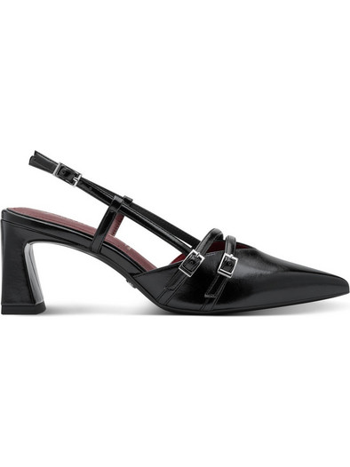 Tamaris Γόβες Slingback Λουστρίνι με Λεπτό Χαμηλό Τακούνι Μαύρες 1-29660-45-001