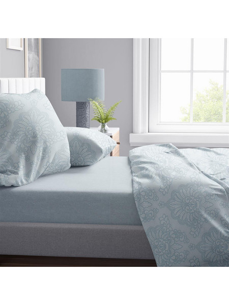 Dimcol Σετ Σεντόνια King Size Βαμβακερά 240x270 Άρτεμις 705 Light Blue Grey