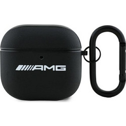 Mercedes-Benz White Logo Θήκη από Δερματίνη με Γάντζο για Apple AirPods 4 Μαύρη