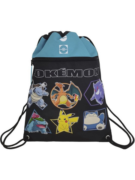 CyP Brands Pokemon Geo Παιδική Τσάντα Πλάτης Γυμναστηρίου Μαύρη