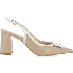 Fratelli Petridi Γόβες Slingback Δερμάτινες με Χοντρό Ψηλό Τακούνι Μπεζ 738X-73