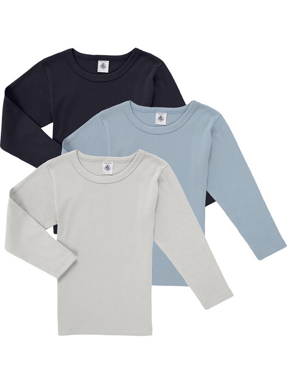 Petit Indi Σετ Παιδικά T-Shirt Μακρυμάνικα Navy Μπλε Γαλάζιο Γκρι A0EDG-00
