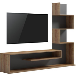 Pakoworld Έπιπλο Τηλεόρασης Ξύλινο Oak Μ160xΠ29xΥ126cm Cazenda 230-000100