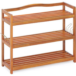 Costway Παπουτσοθήκη Ξύλινη Κερασί M42xΠ26xΥ74cm JV10324