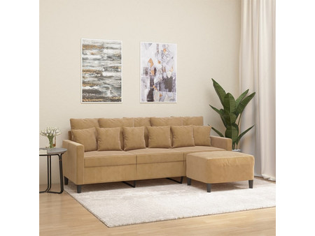 vidaXL Τριθέσιος Καναπές Βελούδινος Καφέ 198x77x80cm 3201114