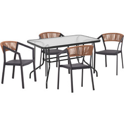 HomeMarkt Adam Σετ Τραπεζαρία Κήπου Αλουμίνιο 5τμχ Ανθρακί HM21160
