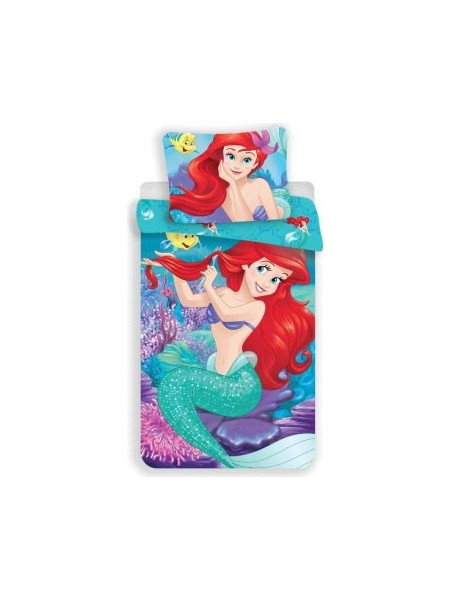 Disney Princess Ariel Σετ Παιδική Παπλωματοθήκη Μονή Βαμβακερή 140x200 Γαλάζια