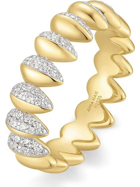 Ania Haie Γυναικείο Δαχτυλίδι από Ασήμι 925 Επιχρυσωμένο με Ζιργκόν R067-02T