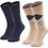 Tommy Hilfiger Ανδρικές Κάλτσες Ψηλές Navy Μπλε Μπεζ 2Pack 100001495-050