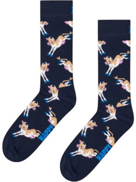 Happy Socks Cow Ανδρικές Κάλτσες Ψηλές με Σχέδια Navy Μπλε P003191-1000