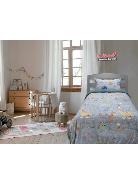 Γαρύφαλλο Παιδική Κουβέρτα Fleece Δεινόσαυροι Φωσφοριζέ 160x220 Γαλάζια