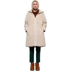 Splendid Γυναικείο Παλτό Υφασμάτινο Μακρύ με Γούνα & Κουκούλα Εκρού 54-101-096