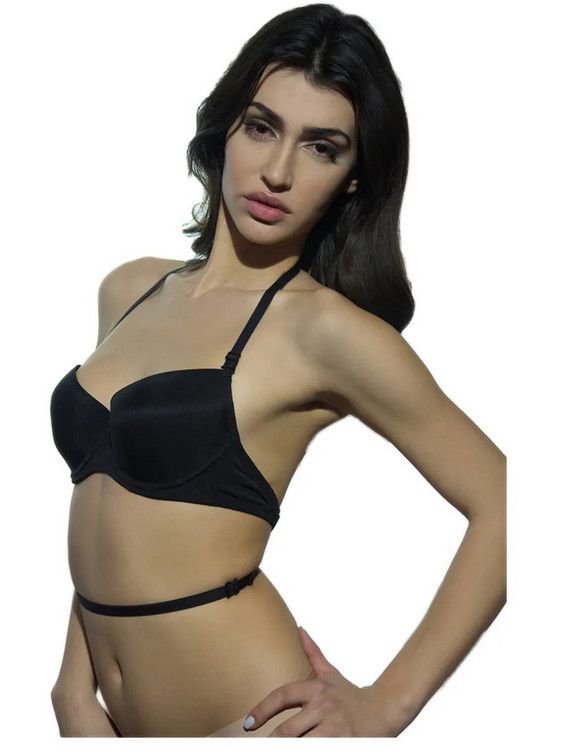 Miss Rosy Σουτιέν Balconette Push Up με Μπανέλα Μαύρο B691