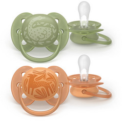 Philips Avent Ultra Soft Ανατομικές Ορθοδοντικές Πιπίλες Σιλικόνης 18m+ Green Orange 2τμχ SCF093/06